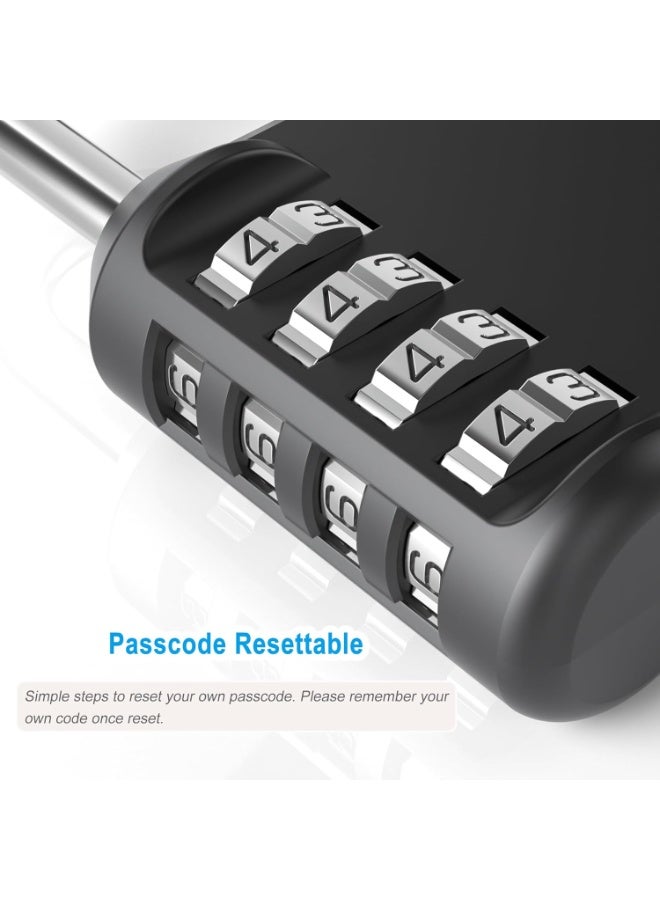 Combination Padlock, 4-Digit Resettable Passcode Padlock, 2 Pack, School Gym Locker, Sports Locker, Metal Portable Lock, Combo Lock for Fence, Toolbox, Gate, Case, Hasp Storage (Black) - Image 4